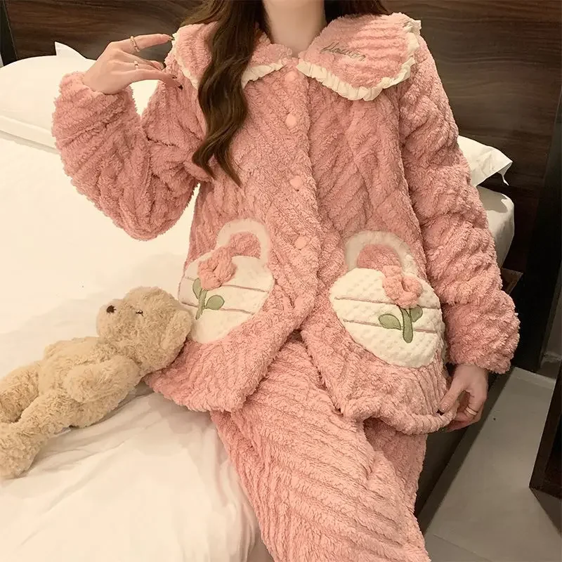 Милый розовый женский зимний новый сладкий плюс толстый размер Свободный теплый
