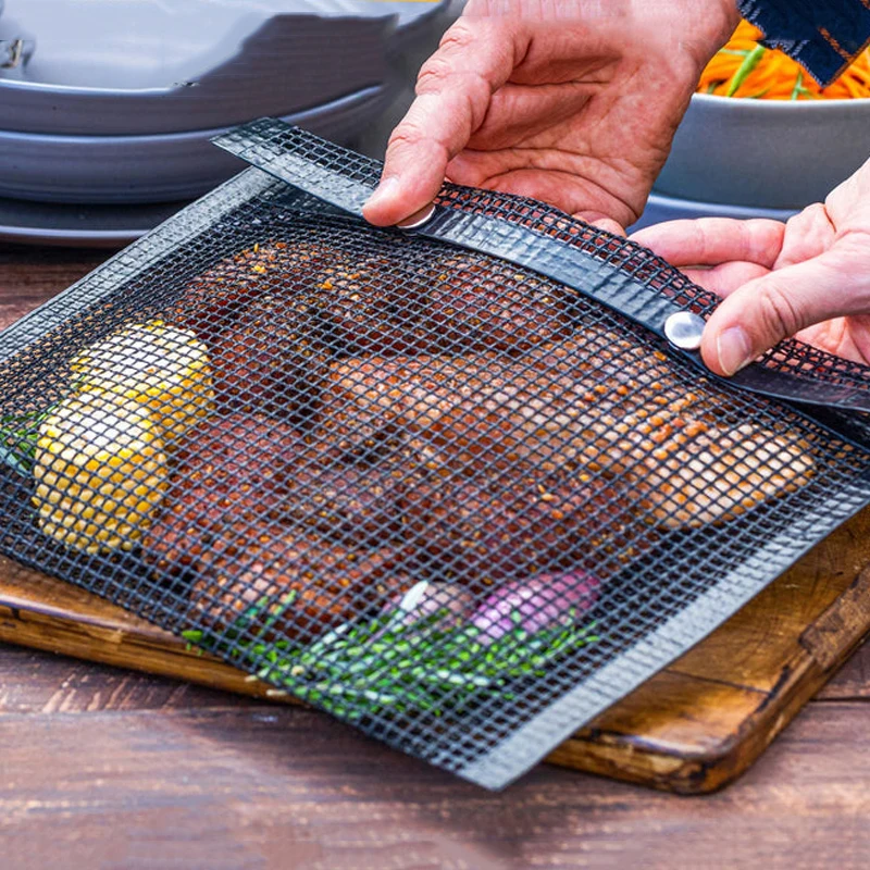 

1PCS Reusable Non-Stick Mesh Grilling Bag Heat Resistant Vegetable Meat BBQ Bag Outdoor Picnics Camping BBQ Tools