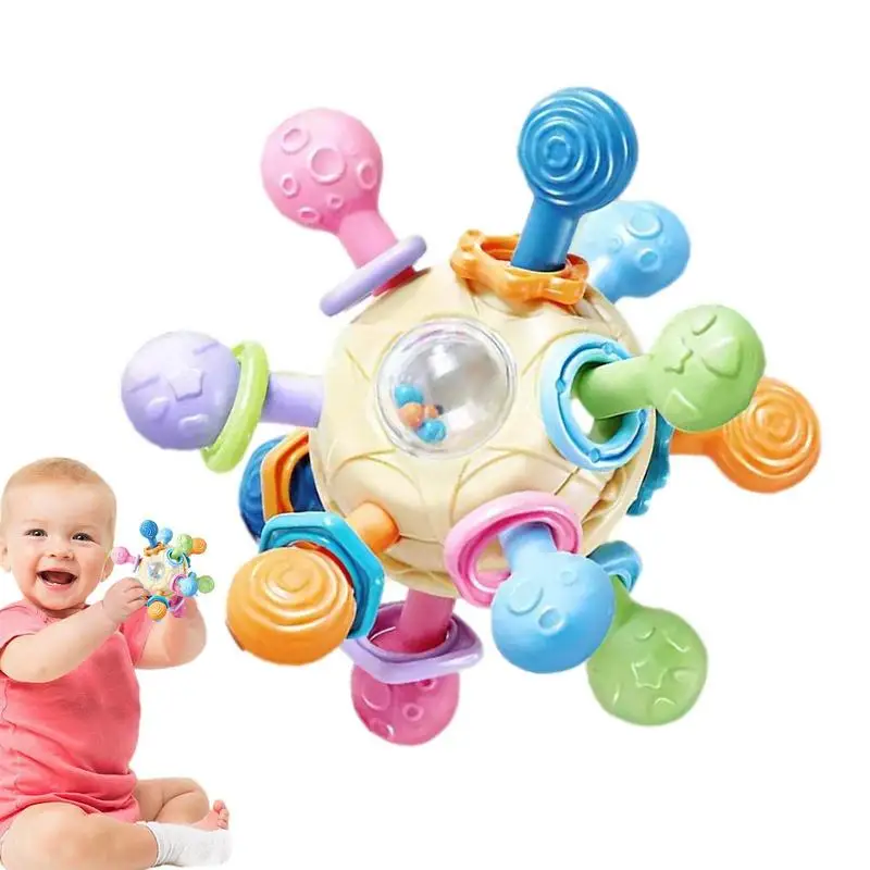 

Baby Rattle Teether Toys Funny Manhattan Catch Ball Sensory Toy Infants Development Grasping Activity Toy For Babies 0-12 Months