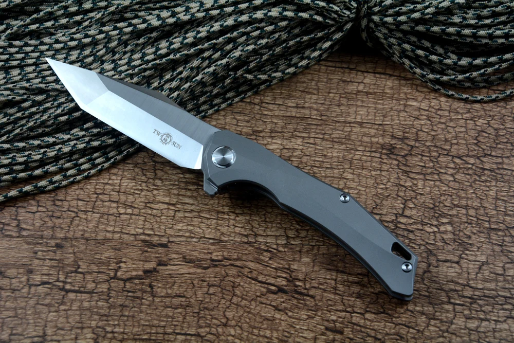 Тактический карманный складной нож TwoSun TS43 лезвие D2 титановая ручка с зажимом и