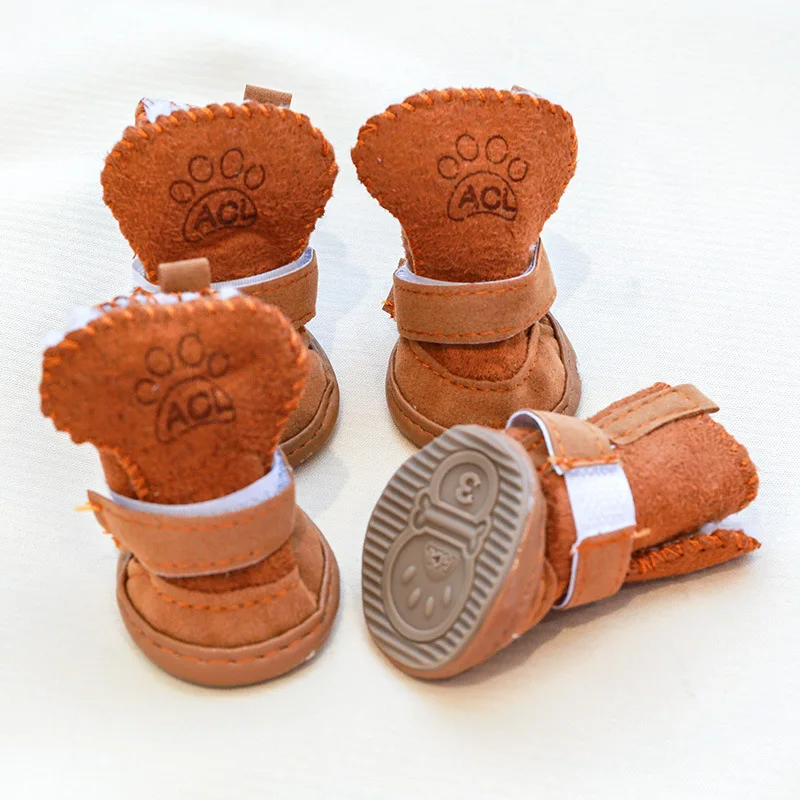 Новинка теплая зимняя обувь для собак и кошек Нескользящие снежные ботинки