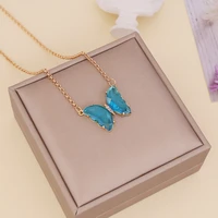 2022 new fashion chain chokers big multicolor cuba chain butterfly pendant necklace charming women jewelry