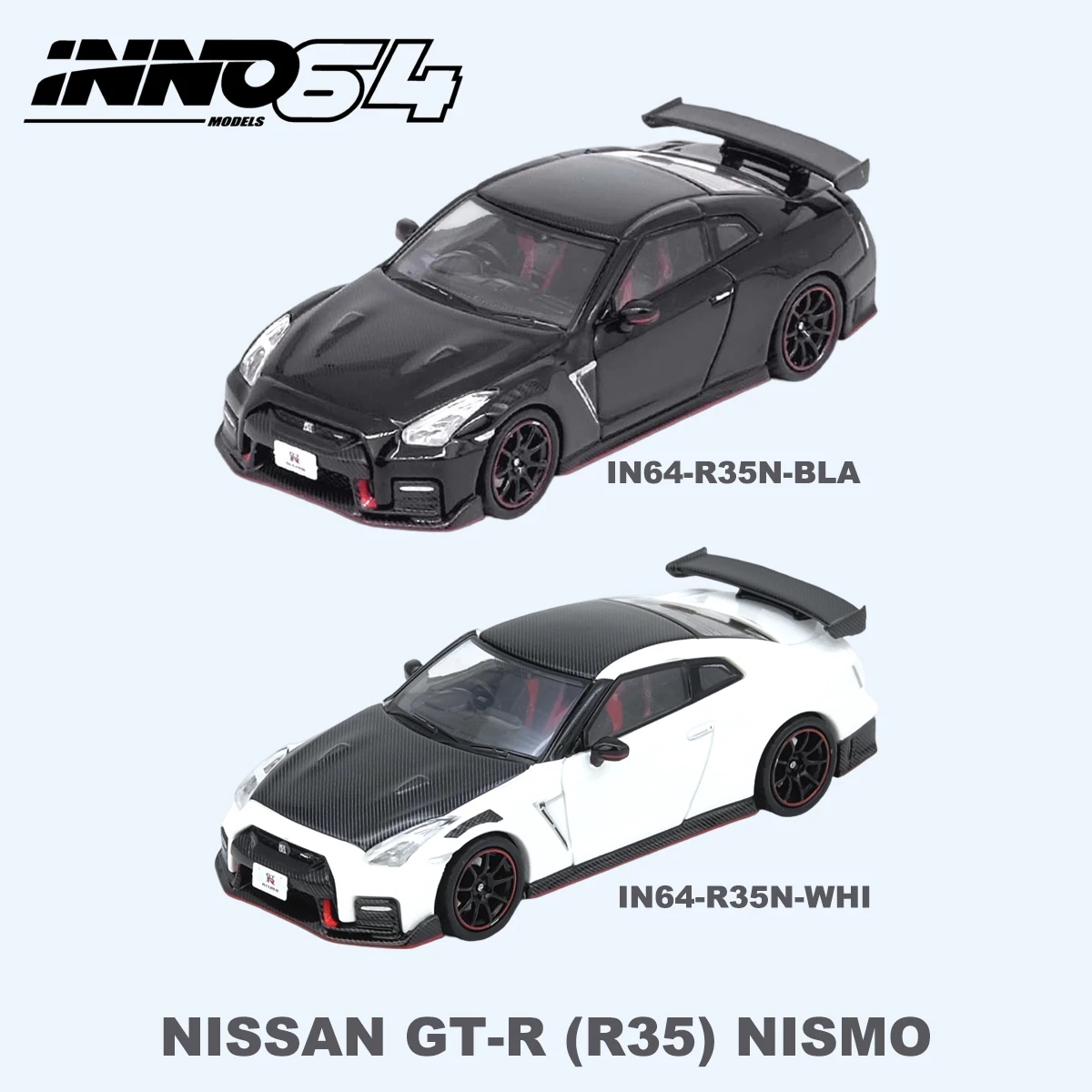 Фото INNO64 1:64 Nissan GT-R R35 NISMO 2, 2 варианта, полностью карбоновые, черные/белые, с литой моделью автомобиля, стандартная версия, в наличии №1