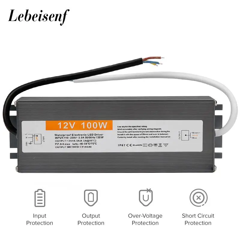 Трансформатор для освещения 110-250 В переменного тока в постоянный ток 12 100 Вт а