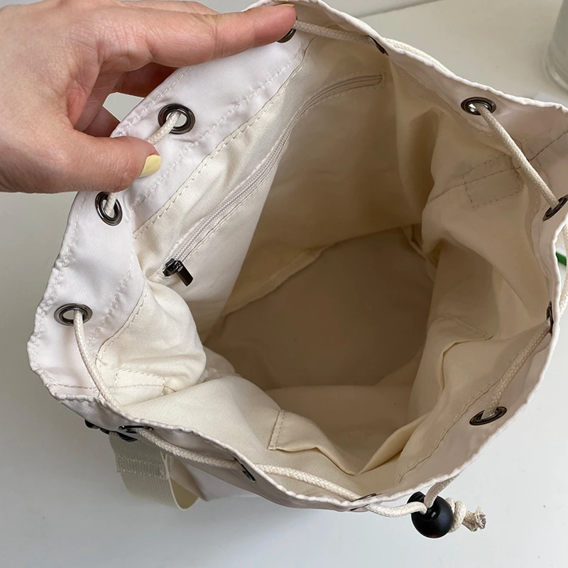 Large Capacity Nylon Single shoulder bag for women Travel Shopper Bag Drawstring Bucket Bag Casual Crossbody Bag