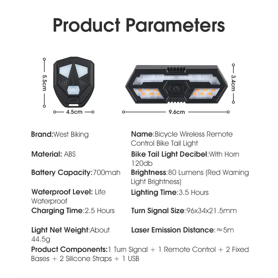 BUCKLOS задний фонарь поворота велосипеда беспроводной сигнальный светильник для