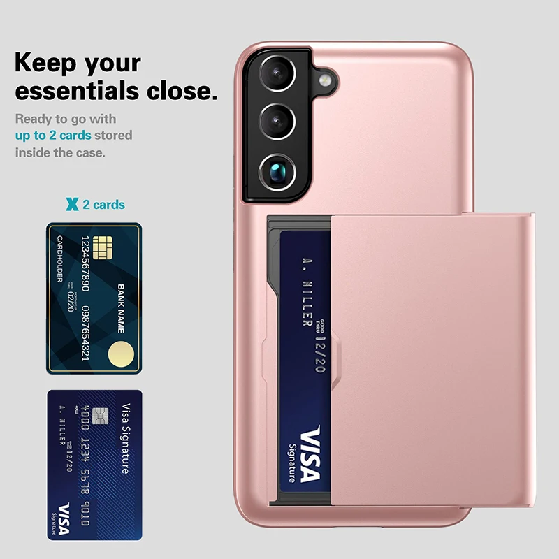 

Case For Samsung S22 S21 S20 Ultra S21 S20 FE S22 S21 S20 Plus Insert Card Push Card Slip-on TPU+PC 2-in-1 Drop-proof Phone Case