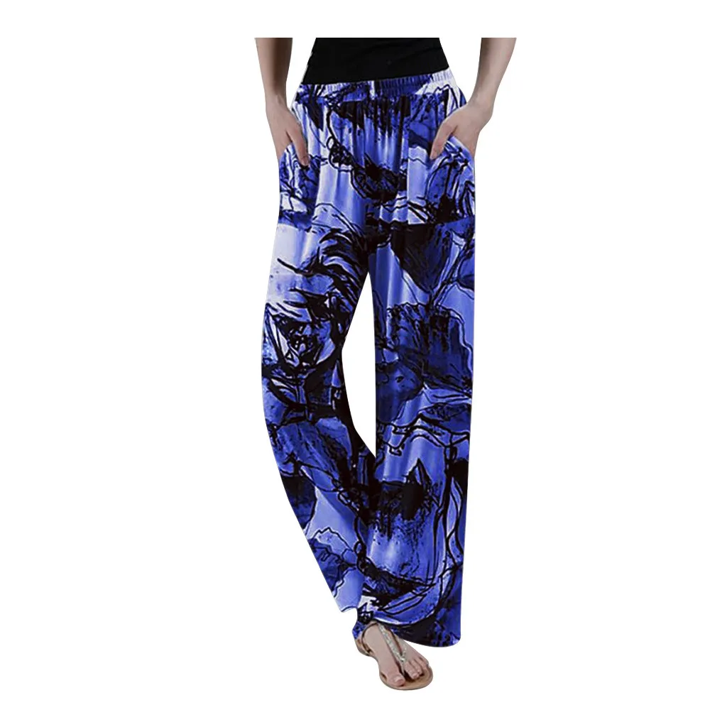 

Casual Loose Pant Elastic Waist Print Long Yoga Trousers Ladies Pants Womens Pants
