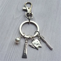 fashion dentist keychain teeth toothbrush toothpaste keychain dental assistant creative gift home jewelry