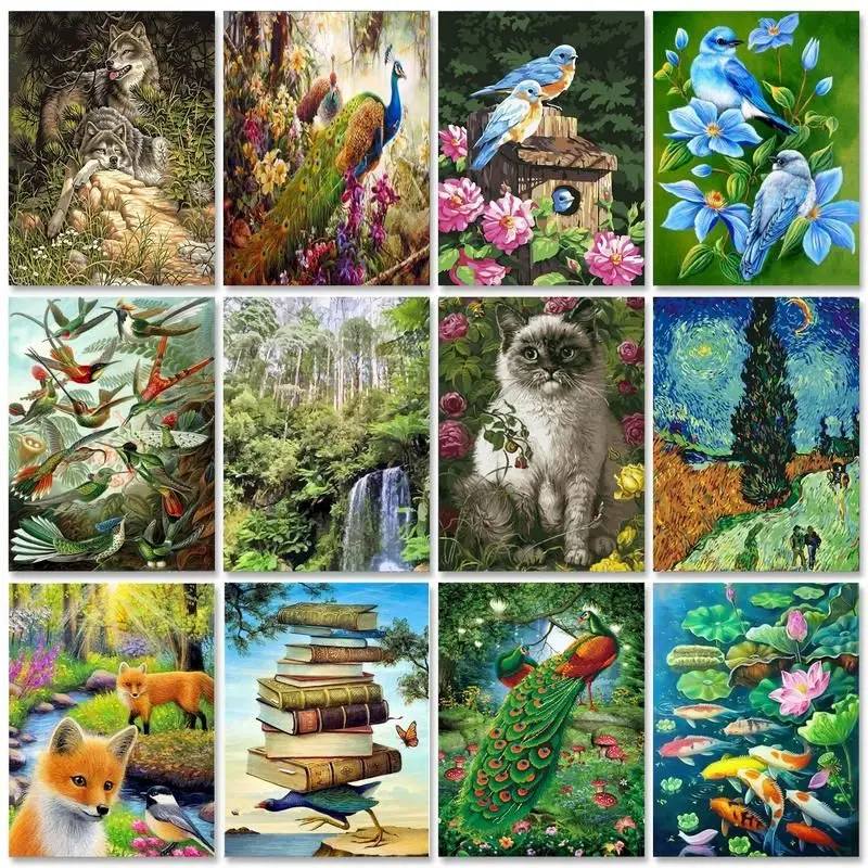 

SDOYUNO Oil Picture Painting By Numbers Starter Kits Bird Scenery Drawing Coloring On Canvas Decor Acrylic Paint Modern Wall Adu