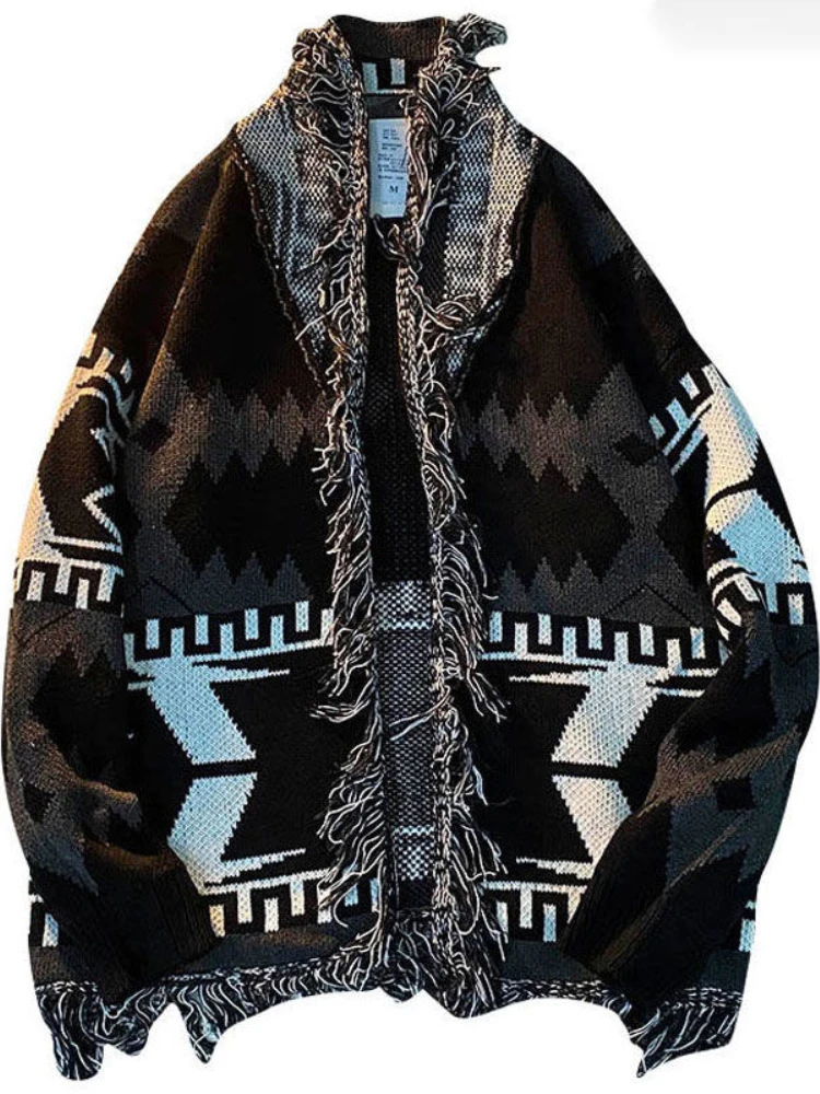 

Hip Hop Lazy Cardigan Sweater Men's And Women's Loose New BF Street Vintage Ripped Cat Whisker Knit Long-sleeved Jacket