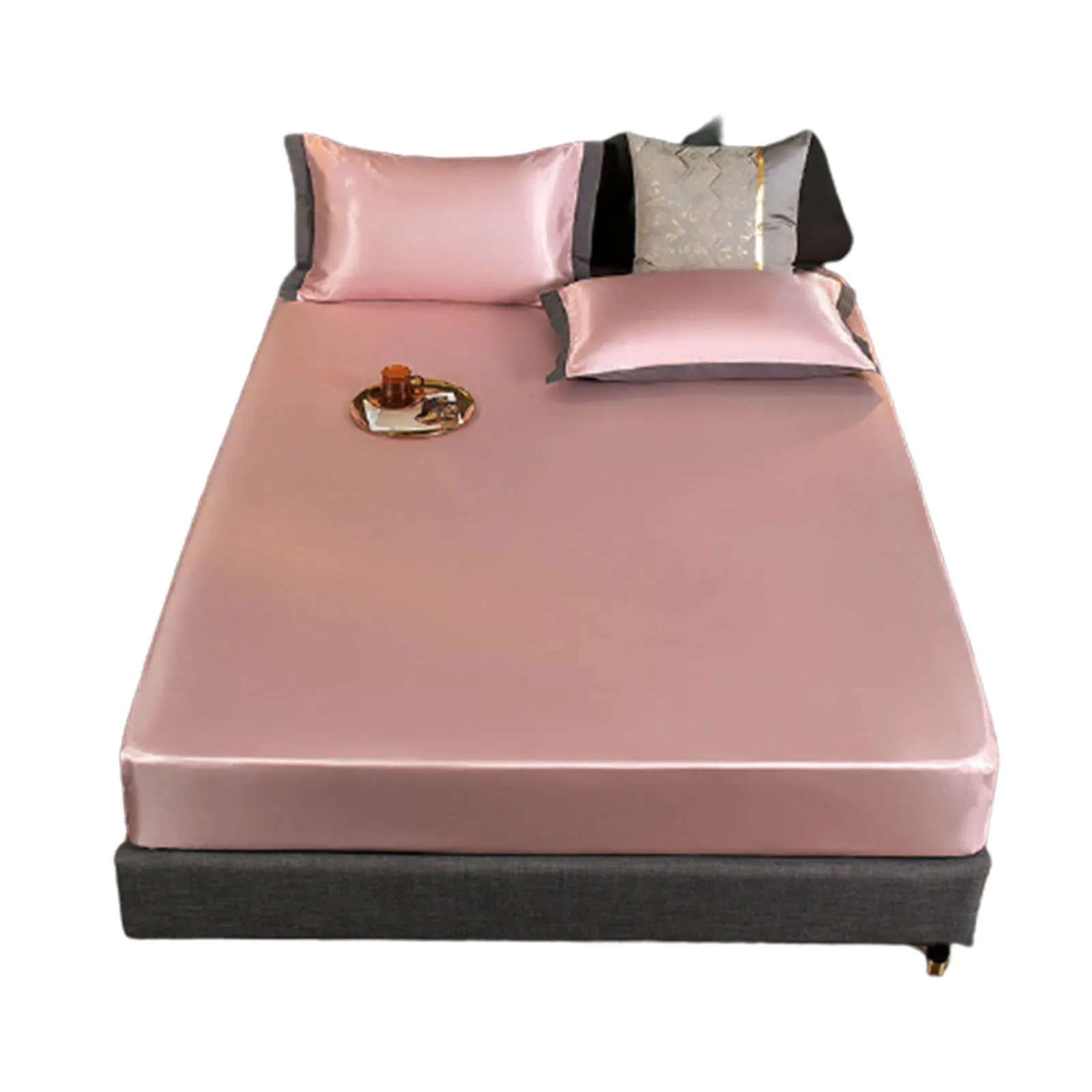 

Ice Bed Sheet With Pillowcase Full Cover Design Non-slip Fade Resistant Washable Ultra Soft