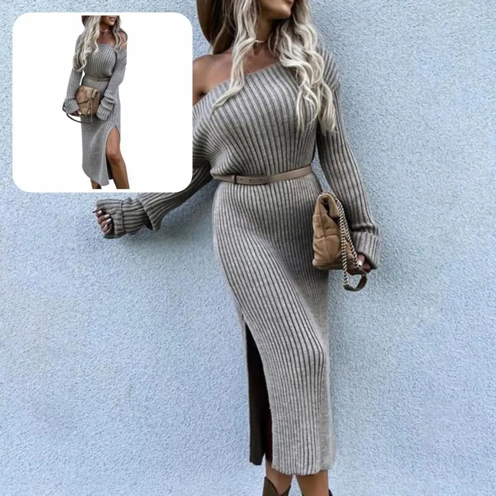 

Slim Fit Terrific Oblique Shoulder Spring Dress Casual Lady Dress Pullover for Dating