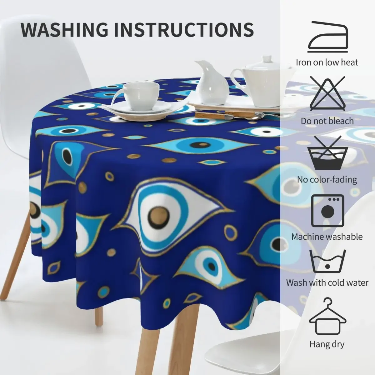Скатерть голубой глаз круглая уличная скатерть греческого матаки модный дизайн