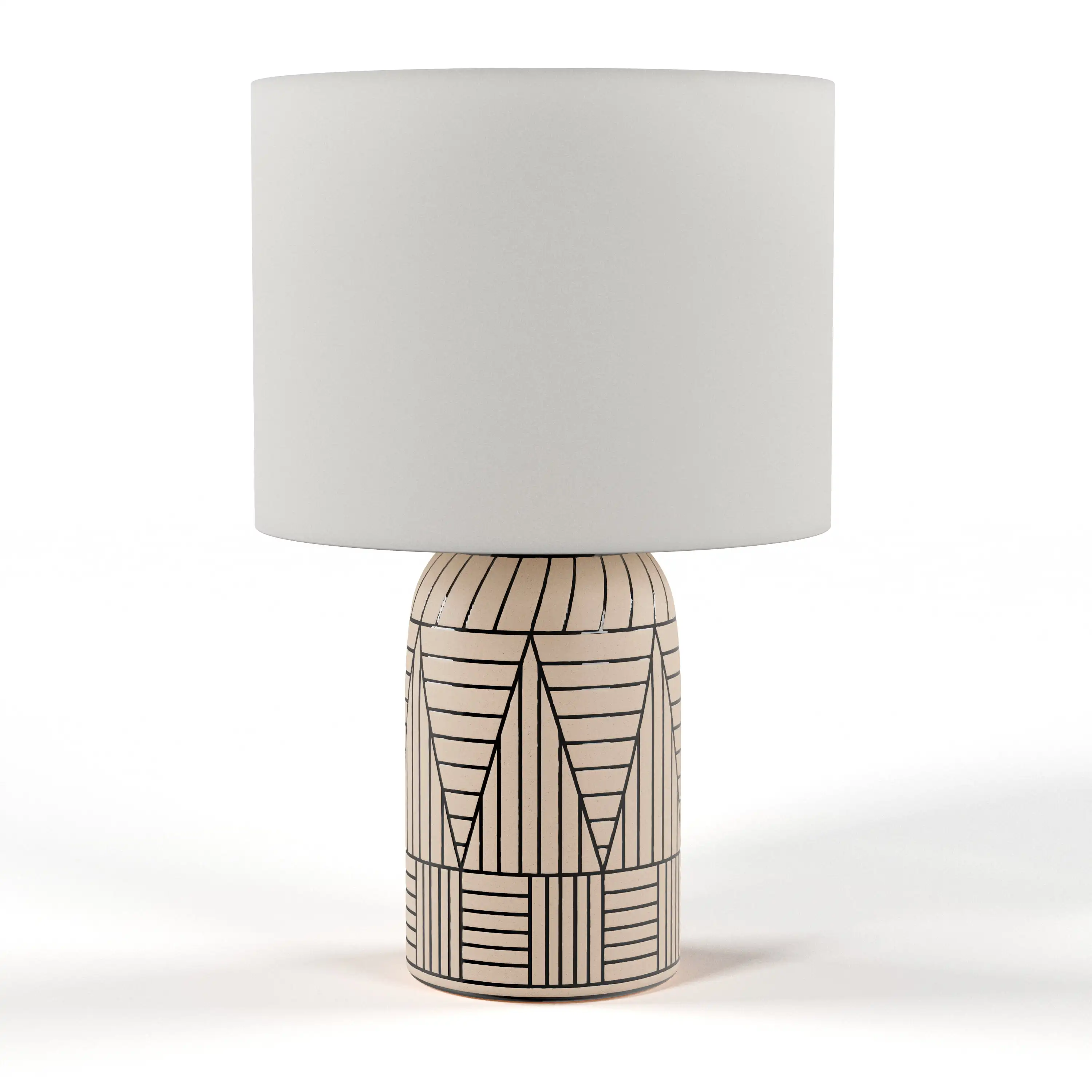 

Ceramic Table Lamp with Black Accent Pattern
