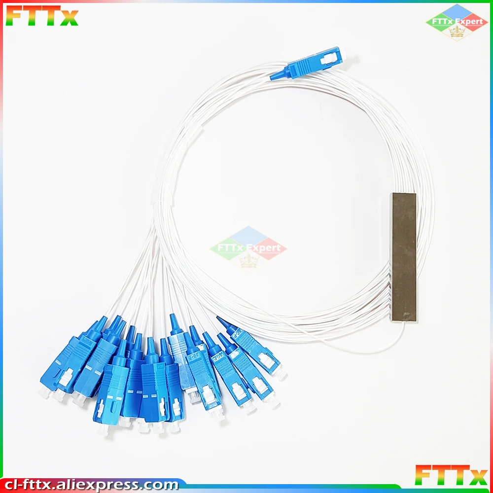 10/20 шт. 1X16 ПЛК SC/UPC SM 0,9 мм ПВХ 1 м FTTH волоконно-оптический сплиттер 1x16 SM SC UPC ПЛК волоконно-оптический сплиттер отрезок оптический сплиттер