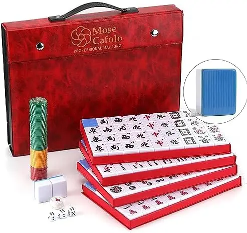 

Professional Chinese Mahjong Game Set 146 Numbered Melamine Large Size Tiles (Green) with Carrying Travel Case, English Instract