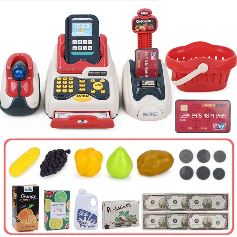 

Kids Checkout Counter Playcashier Register For Kids Supermarket Cash Register Toy Credit Card Machine toy PlayHouse Toy