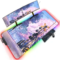cherry blossoms pink japan sakura mouse pad company office table led gloway anime keyboard rubber backlit mat xxxxl setup gaming