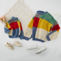 newest newborn baby girl boy knitted long sleeve autumn winter sweater spliced pullover casual tops kids clothes