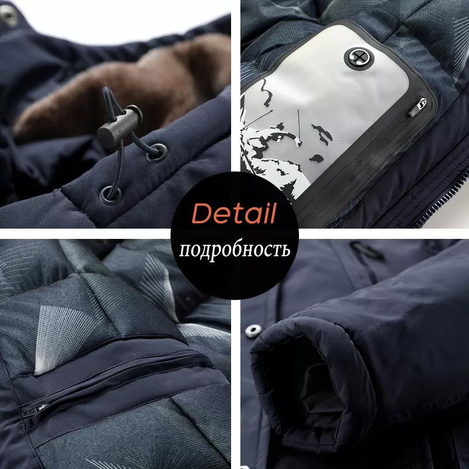 New in 2022 Winter New Long Casual Thick Fleece Hooded Waterproof Parkas Jacket Coat Men Outwear Fashion Pockets Parka Jacket 46