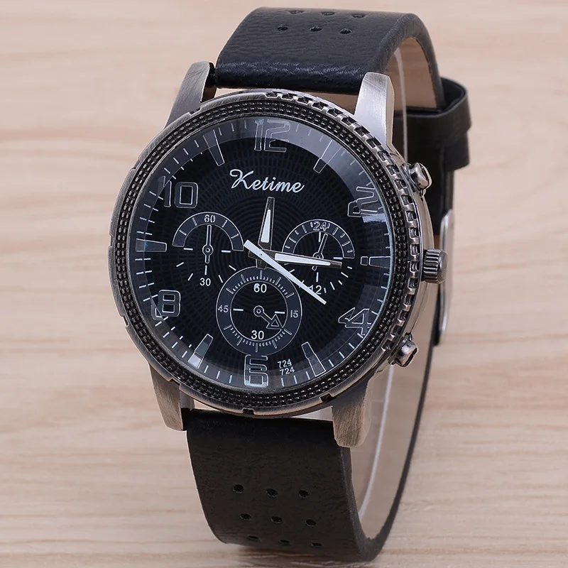 

New Round Quartz Luxury Business Dial Casual Wrist Watches Leather Strap Fashionable Clock Waterproof Wristwatch for Men