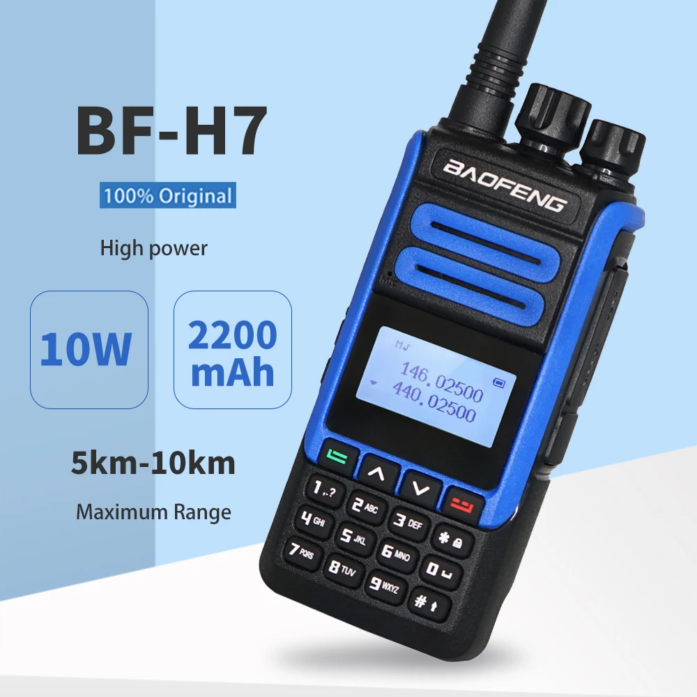 

Baofeng BF-H7 Walkie Talkie 10W Max Power 10km Long Range Transreceiver 136-174/400-520MHz Amateur Radio Portable Two Way Radio
