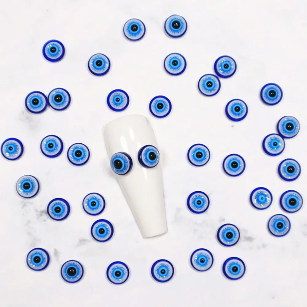 

20Pcs Resin Blue Eyes Nail Art Decorations Halloween Round 3D Nail Charms Nail Rhinestones Evil Eyes Manicure Accessory