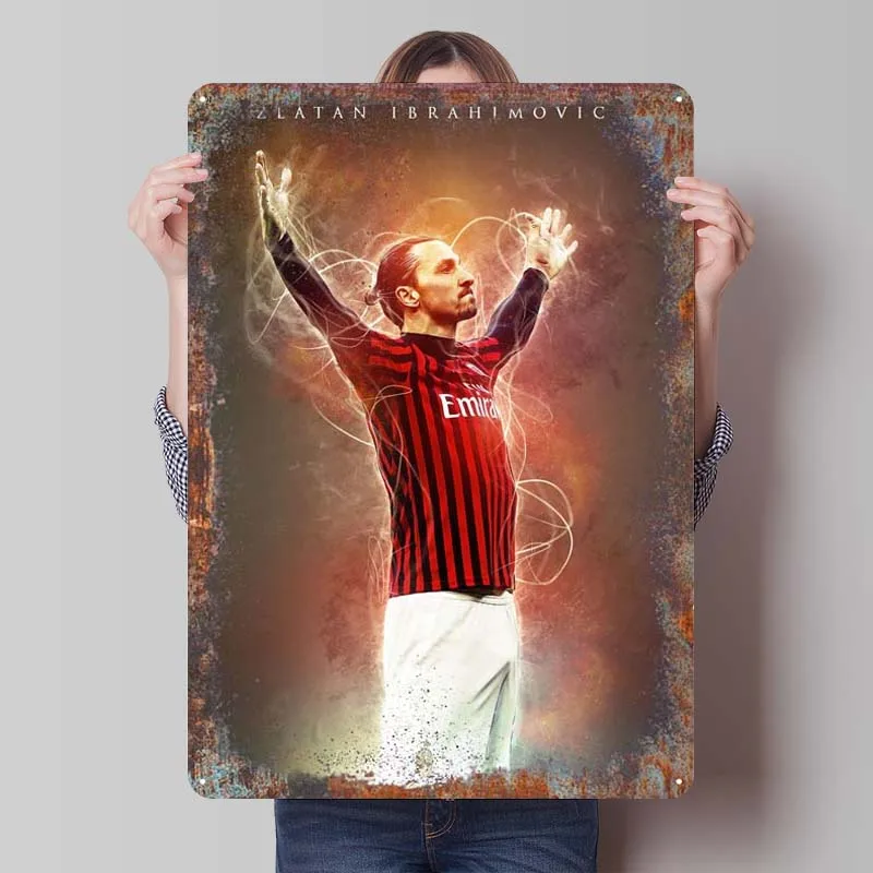Жестяная вывеска Златан Ибрагимович спортивный постер украшение для геймерской