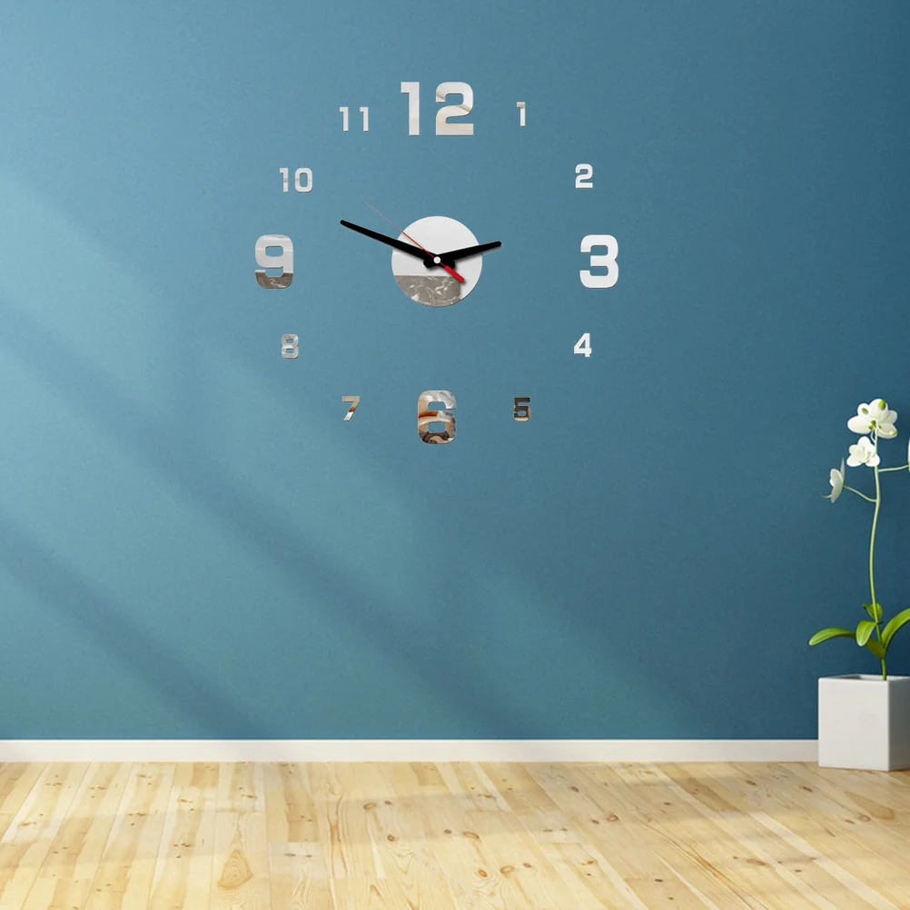 Безрамные настенные часы сделай сам клейкие цифры современные бесшумные 3D