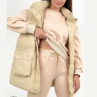 long vest cotton jacket 2021 winter temperament fashion casual big pockets warmth thick cotton jacket women jackets for women