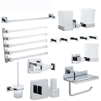 Luxury Square Bathroom Brass Hardware Sets Towel Rack Paper holder Toilet Brush Holder Towel Holder hook Row hook Activity bar