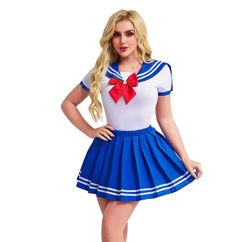 Фото Сексуальный костюм моряка для женщин, костюм Hottie Moon Soldier, комбинезон PlaySuit, карнавальный костюм на Хэллоуин, нарядное праздничное платье №1
