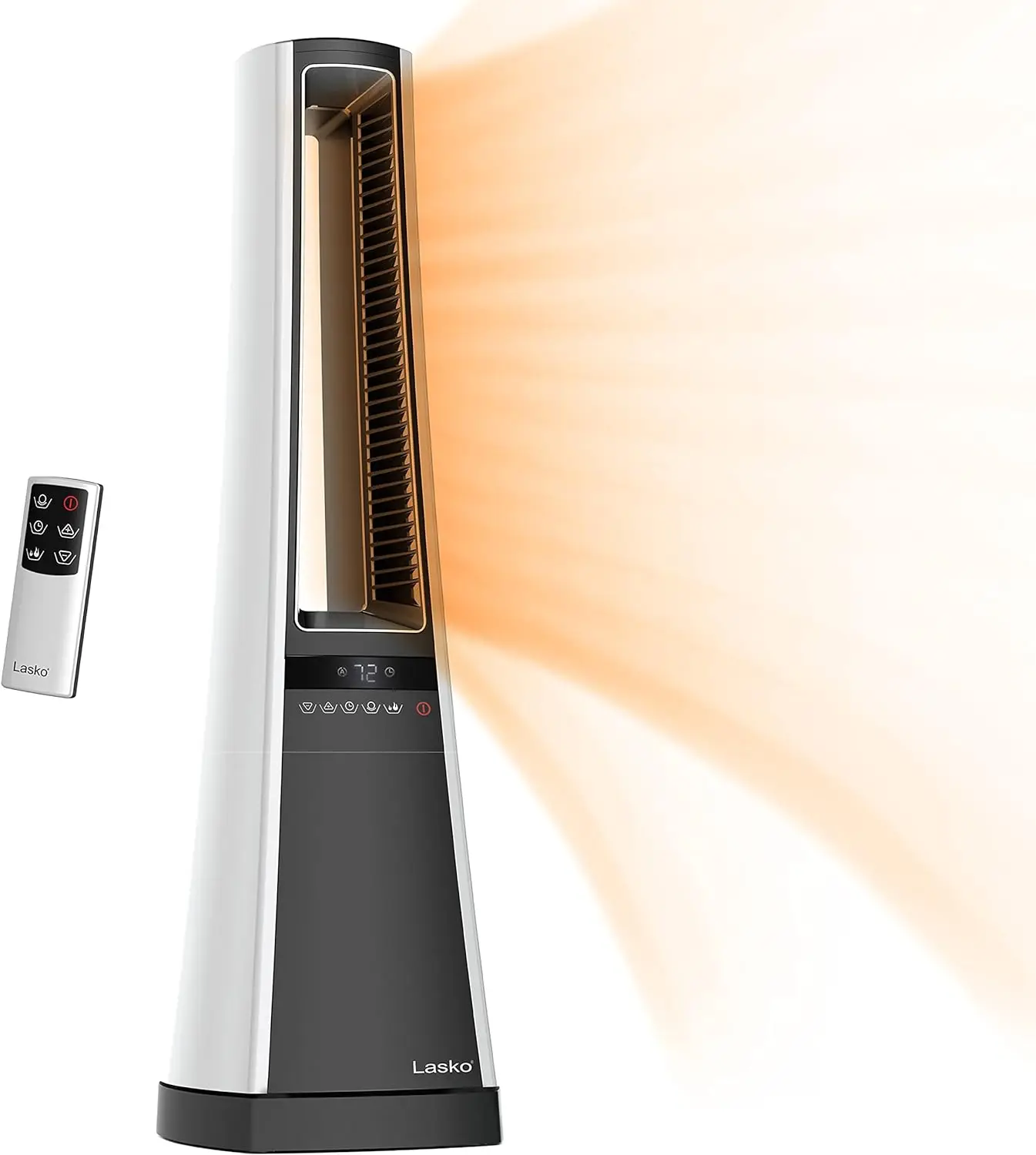 

Lasko oscillating bladeless ceramic tower space heater, adjustable thermostat filter timer and remote control