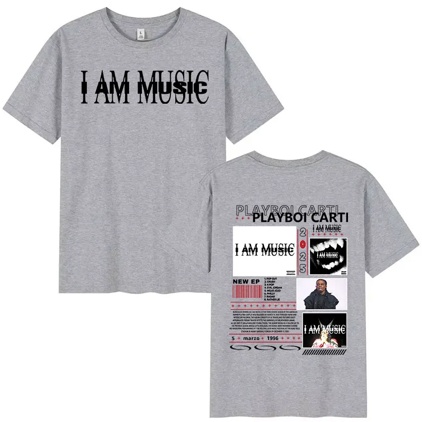 Фото Рэпер Playboi Carti I AM MUSIC Album Merch Футболки Мужские летние футболки с круглым вырезом и короткими рукавами Унисекс Хип-хоп готические футболки уличная одежда №5
