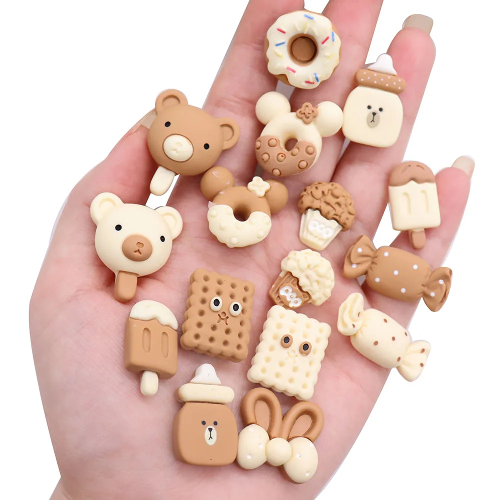 

Mix 50PCS Resin Croc Charms Bear Candy Cookie Milk Cupcake Ice Cream Rabbit Donut Kids Party Xmas Gifts Hole Slipper Decoration