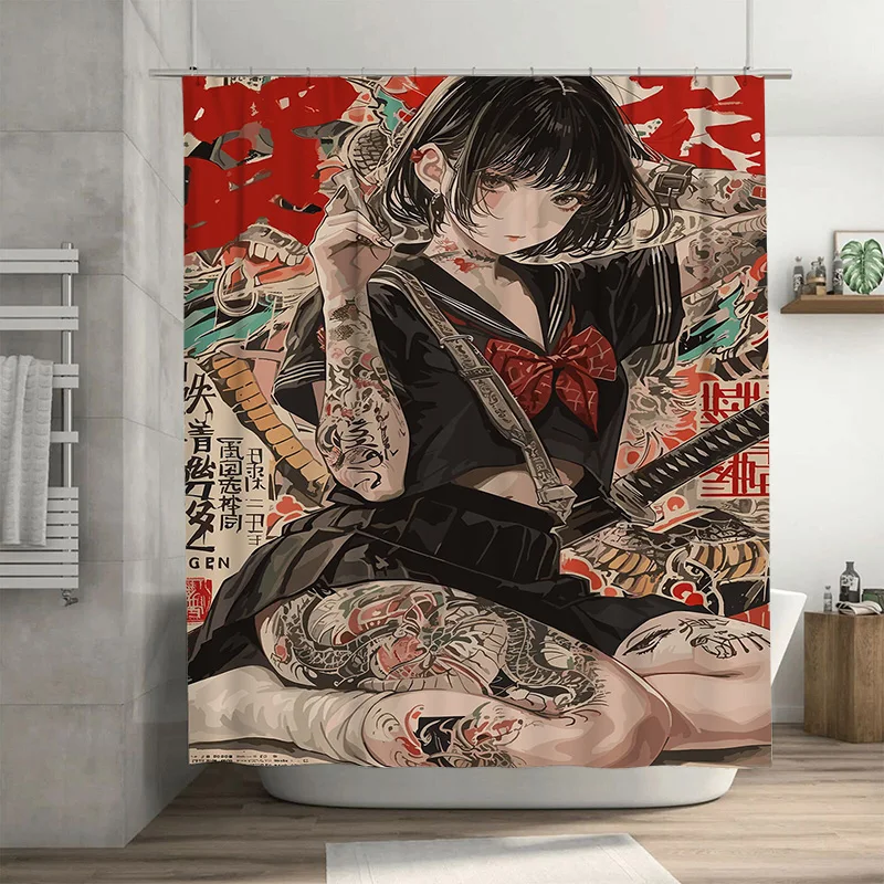 

Занавеска для душа в стиле аниме, полиэстер