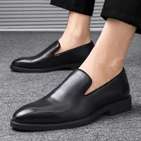Red Sole Loafers Men Shoes PU Solid Color Fashion Business Casual Party Daily Versatile Simple Lightweight Classic Dress Shoes 2