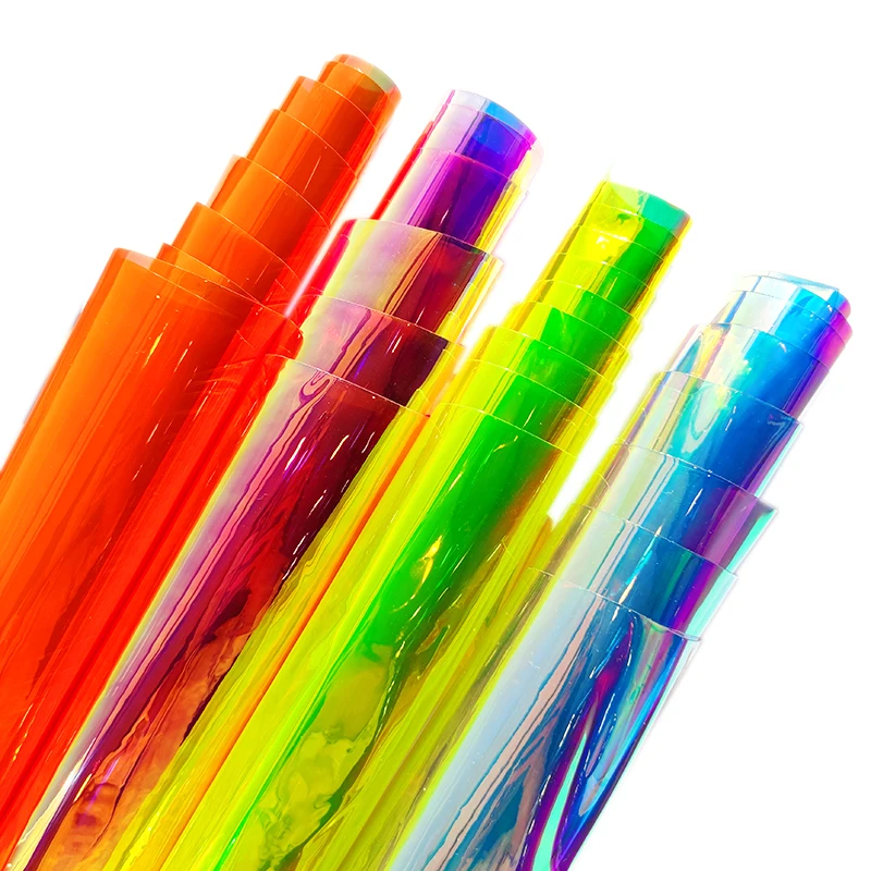 

Faux Leather Holographic Mirrored Transparent Phantom Laser PVC Fabric Clothing Handbags Hat Umbrella Bag Bow Crafts 30x135cm