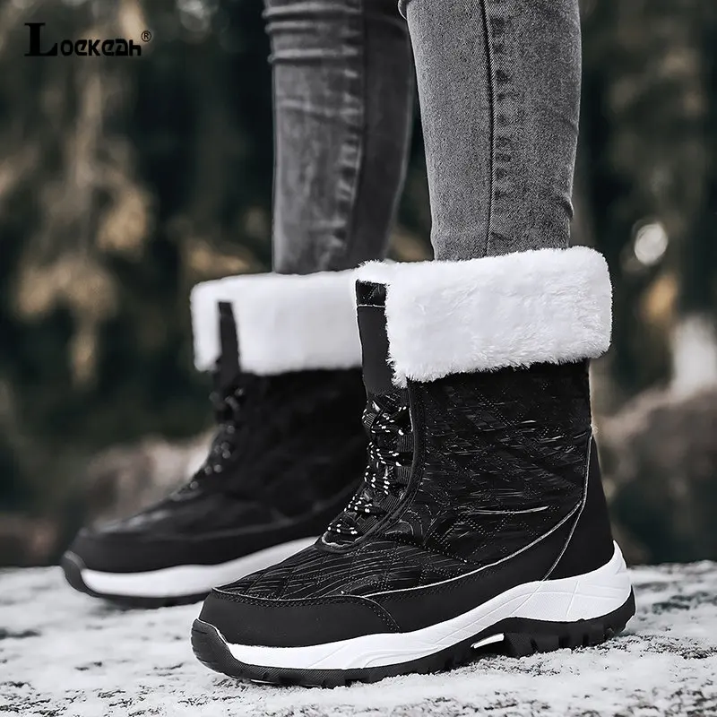 Women Plus Velvet Winter Climbing Tourism Trekking Sneakers Female Warm Non-slip Hiking Shoes Outdoor Wear-resistant Snow Boots
