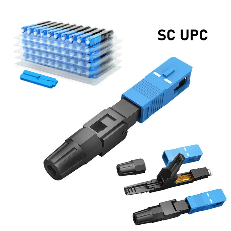 100pcs SC UPC Single-mode Fast Connector Embedded Connector FTTH Tool Cold Fiber Fast Connector SC Fiber Optic Connector