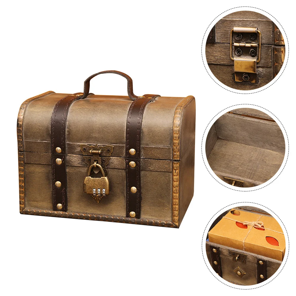 

Пиратский с замком, винтажный деревянный ящик для хранения на Рождество, день рождения, свадьбу, детская комната, офисное украшение, фотогра...