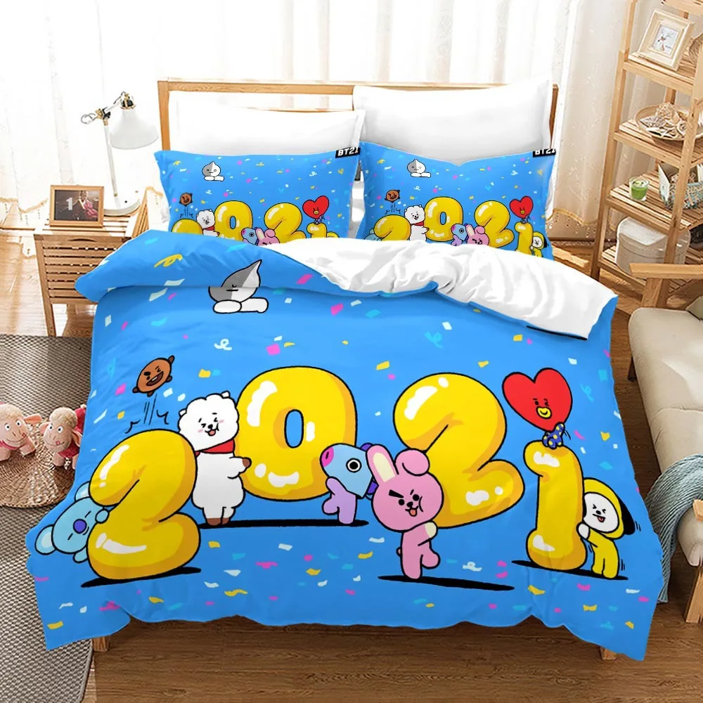 Постельный набор Kpop BT21 с названием Bangtan одинарный двойной полноразмерный