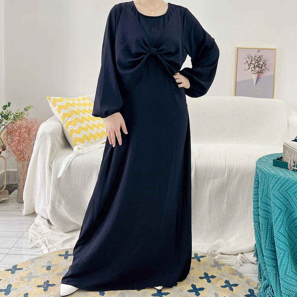 2022 Soft Tunic Dress Dubai Abaya Muslim Maxi Dresses for Women Middle East Robe Femme Musulmane Vestidos Largos Modest Dress