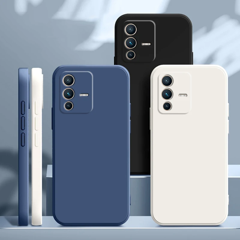 Мягкий Квадратный чехол из жидкого силикона для VIVO V23 Pro V23E V23Pro 5G Роскошная