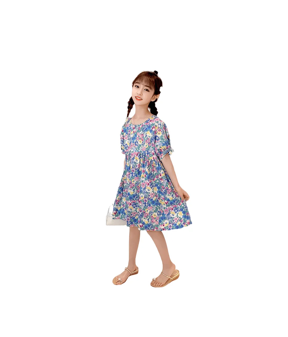

Girls Dress Summer Dress Children's Foreign Style Floral Skirt Large Children Cotton Skirt Princess Skirt
