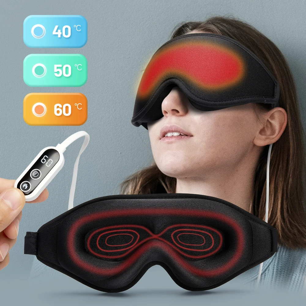 3D нагревательная фотомаска для сна с дальним инфракрасным датчиком, горячий компрессор для глаз, контроль температуры, наглазник для облегчения сна