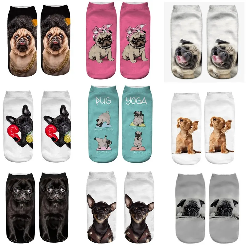 

Женские носки, Забавные милые Мультяшные 3D Носки с рисунком пуделя, мопса, пуделя, собаки, милые хлопковые носки с низким вырезом в японском стиле Харадзюку