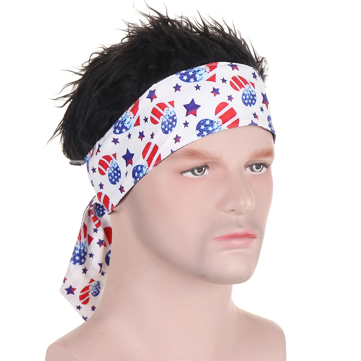

Men Flag Wig Bonnet Cap Autumn Winter Outdoor Skullies Beanies Headband Hair Loss Turban Landlord Hat