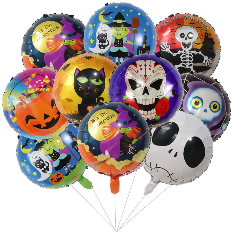 

10pcs Halloween Party Pumpkin Ghost Skeleton 18Inch Foil Helium Balloons Decorations Inflatable Gifts Bat Air Globos Supplies